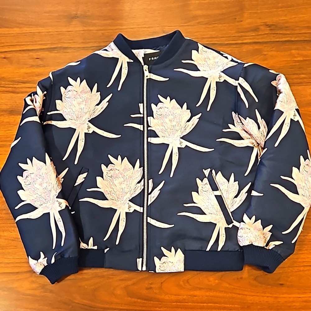 FRNCH silk embroidered bomber jacket
